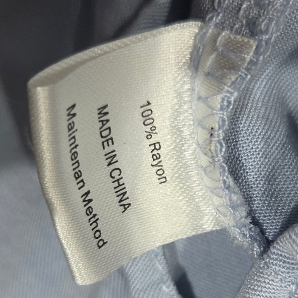 Merokeety Light Blue Smocked Tiered Maxi Dress Ruffle Cap Sleeve Rayon Medium - Picture 5 of 7